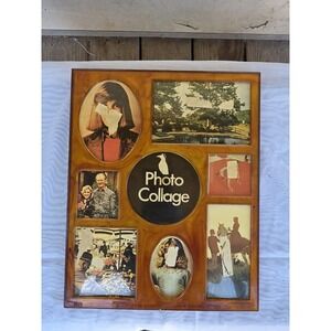 Vintage 1970's JSNY Orange Swirl Plastic Photo Frame Eight Pictures Hong Kong